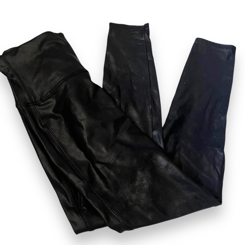 Spanx Faux Leather Leggings Womens XL Black Skinny Stretch Shaping